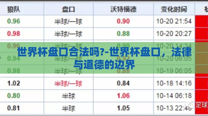 世界杯盘口合法吗?-世界杯盘口，法律与道德的边界