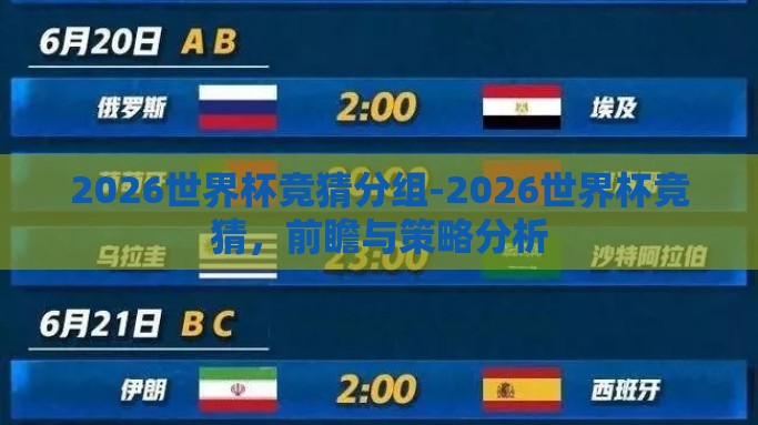 2026世界杯竞猜分组-2026世界杯竞猜，前瞻与策略分析