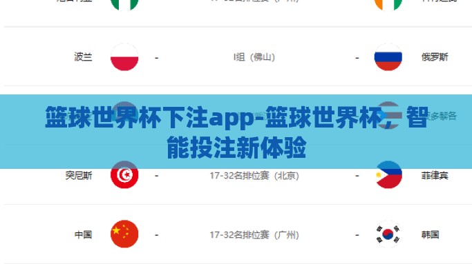 篮球世界杯下注app-篮球世界杯，智能投注新体验