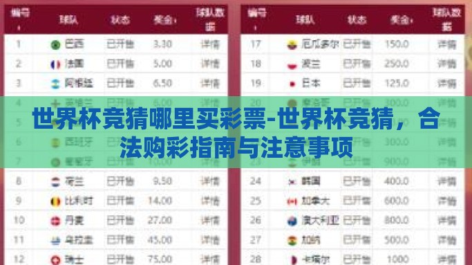 世界杯竞猜哪里买彩票-世界杯竞猜，合法购彩指南与注意事项
