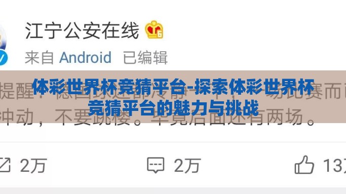 体彩世界杯竞猜平台-探索体彩世界杯竞猜平台的魅力与挑战
